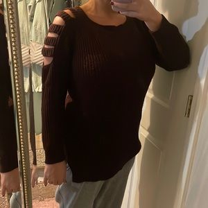 Dark Burgundy sweater dress/oversized sweater with shoulder cutouts
